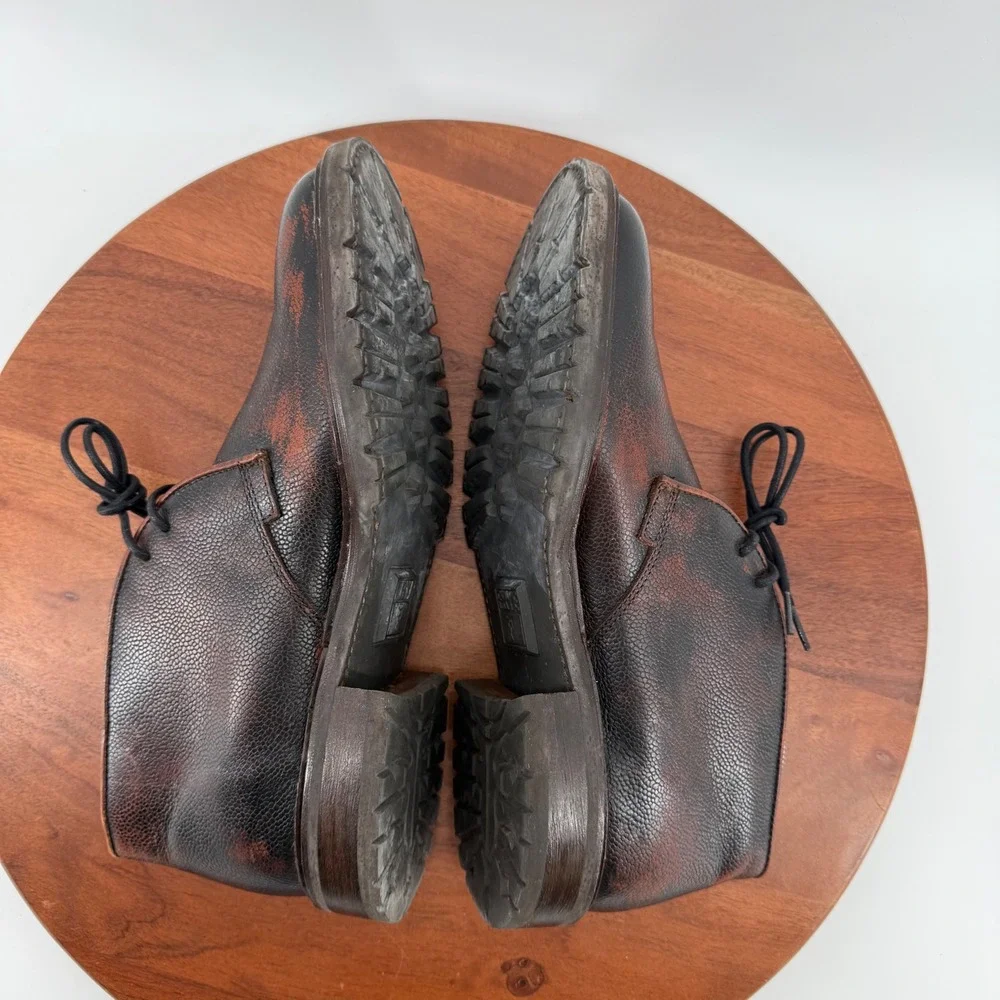 Frye John Addison Mens 8.5 D Dark Brown Pebbled Leather Chukka Lug Boots 4001